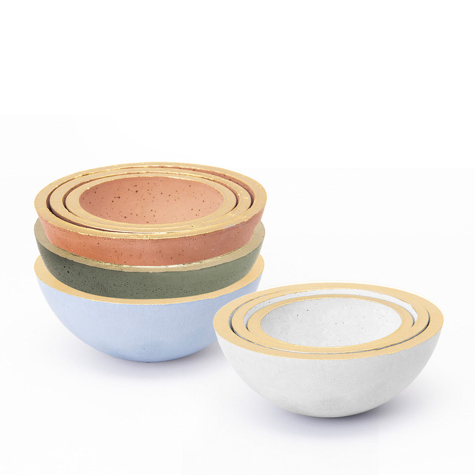 Betonschalen, 3er Set (handbemalt)
