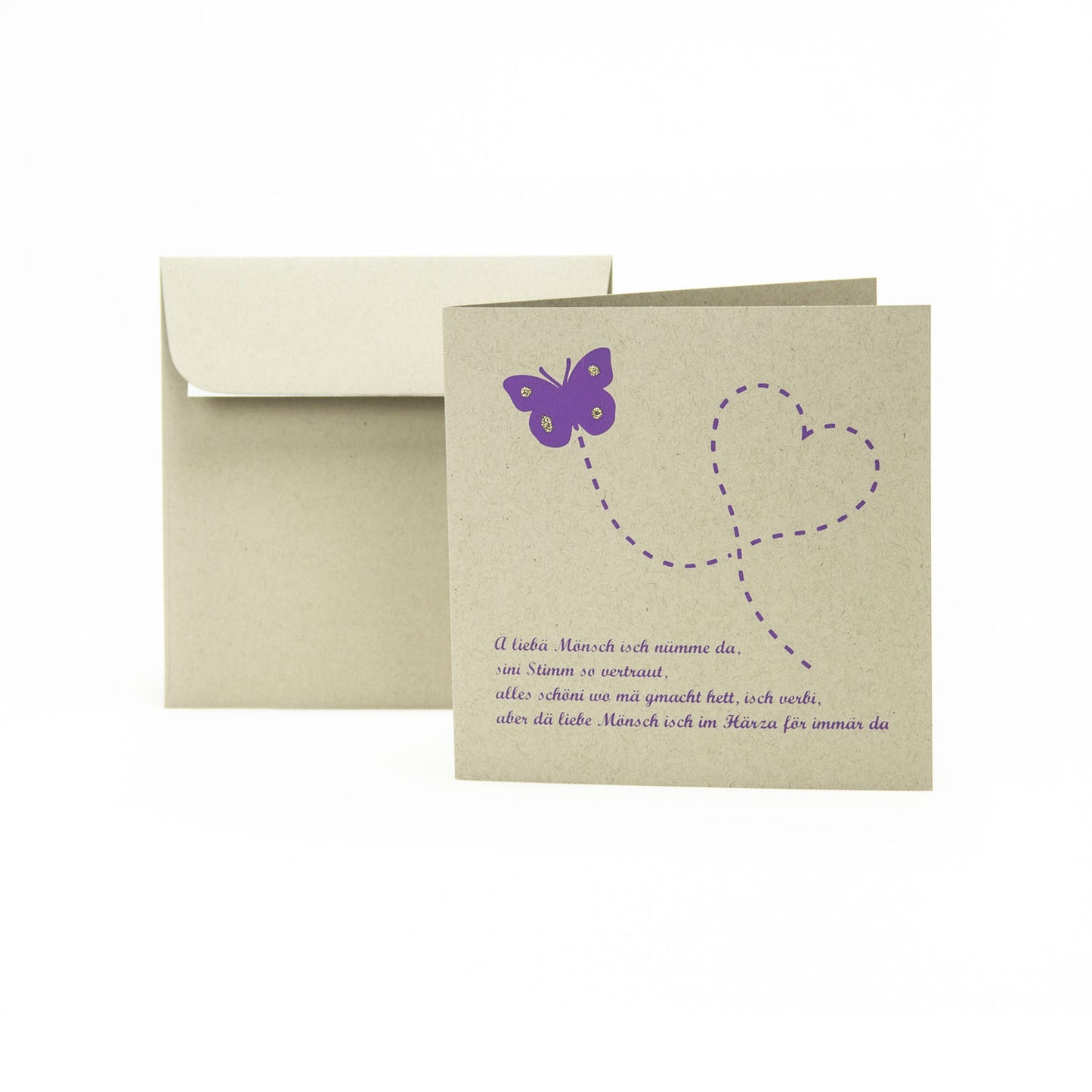 TRAUERSCHMETTERLING-KARTE155X155 MM INKL. COUVERT